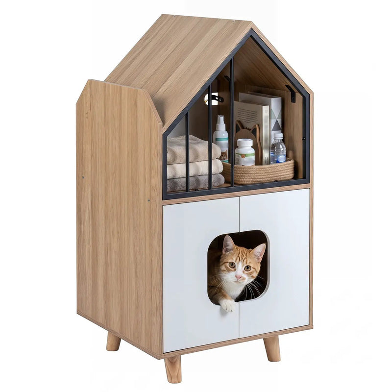 Cat Litter Box Enclosure with Shelf and Double Doors by DirectDeals