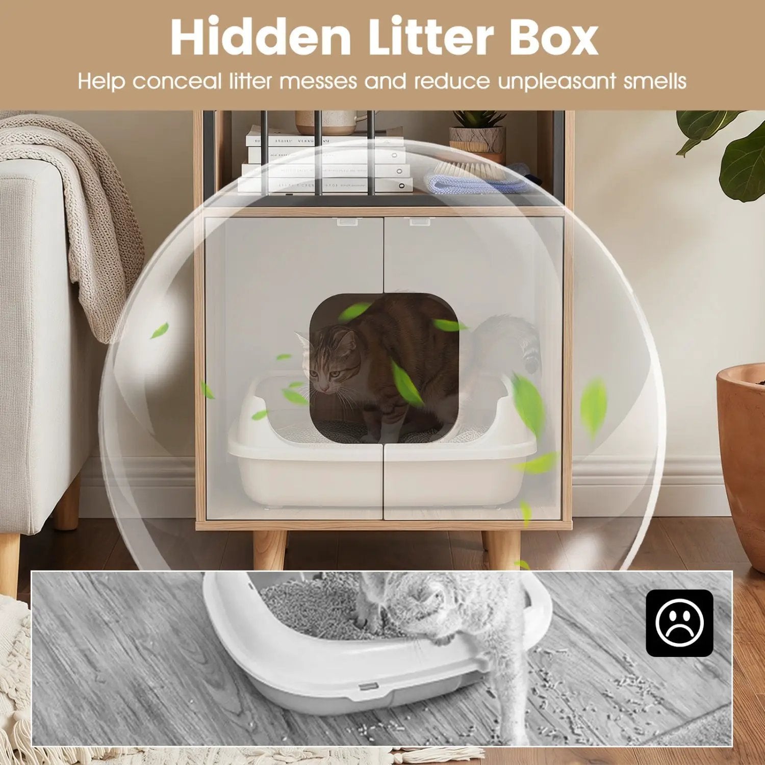 Cat Litter Box Enclosure with Shelf and Double Doors by DirectDeals