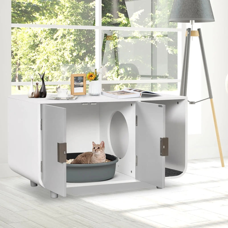 Cat Litter Box Enclosure Furniture with Removable Mat by DirectDeals
