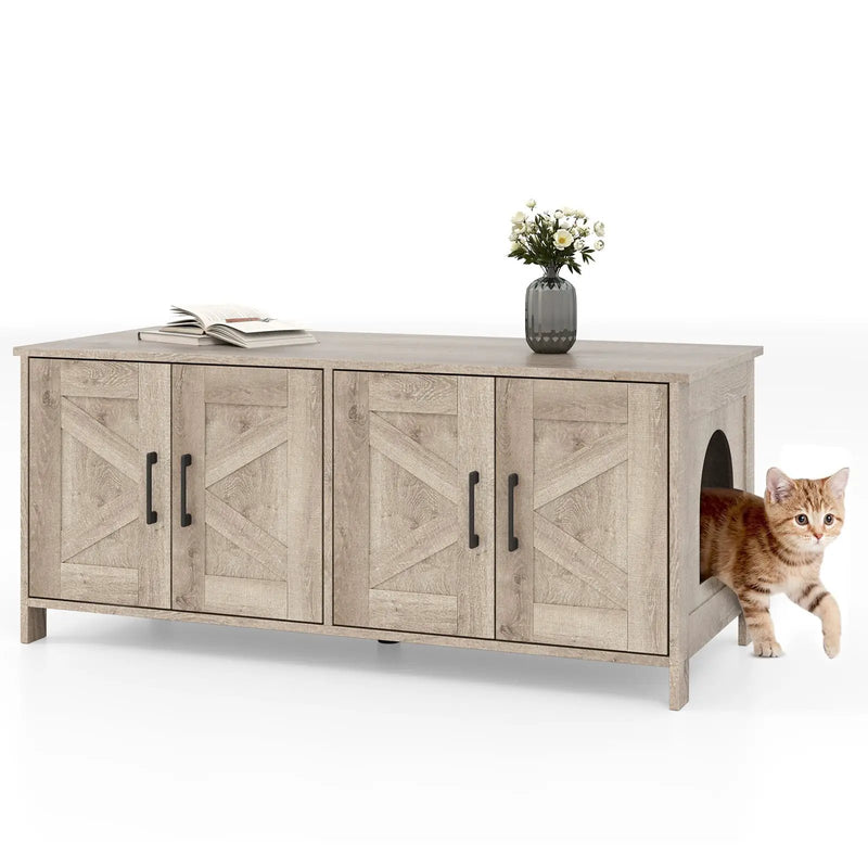 Cat Litter Box Enclosure for 2 Cats Modern Kitty Litter Box Furniture Hidden by DirectDeals