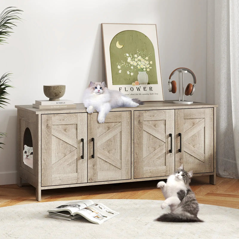 Cat Litter Box Enclosure for 2 Cats Modern Kitty Litter Box Furniture Hidden by DirectDeals