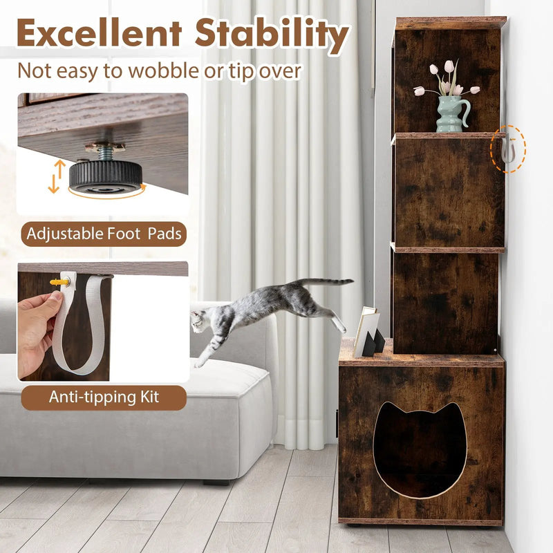56 Inch Tall Cat Litter Box Enclosure with Storage by DirectDeals