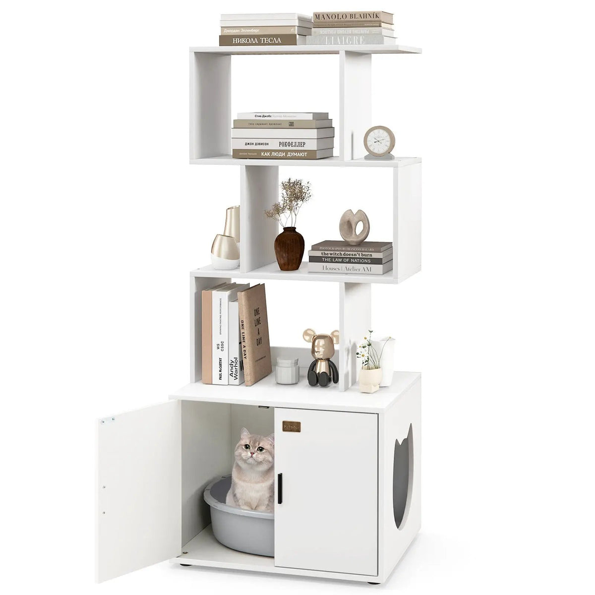 56 Inch Tall Cat Litter Box Enclosure with Storage, photo 6 of 16