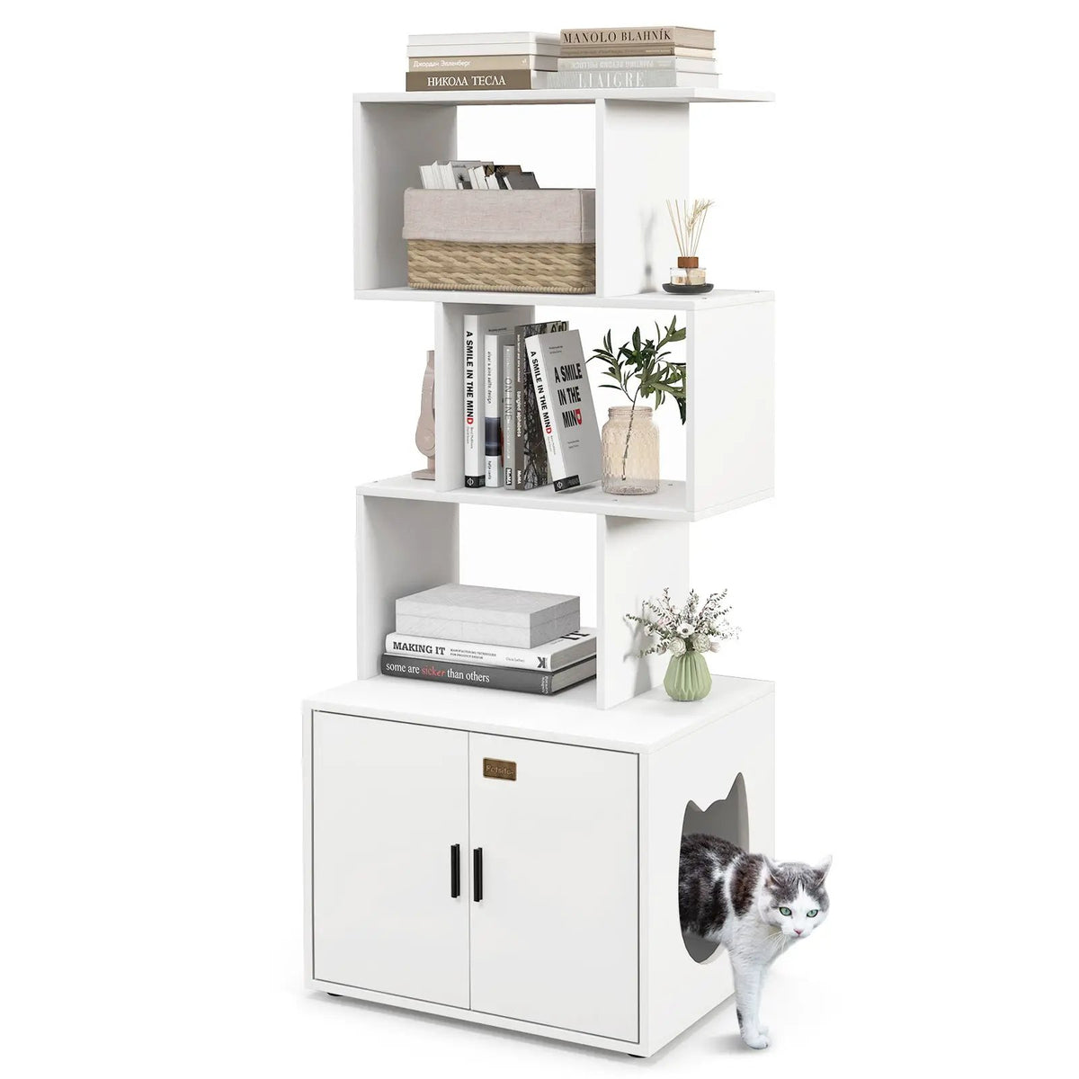56 Inch Tall Cat Litter Box Enclosure with Storage, photo 8 of 16