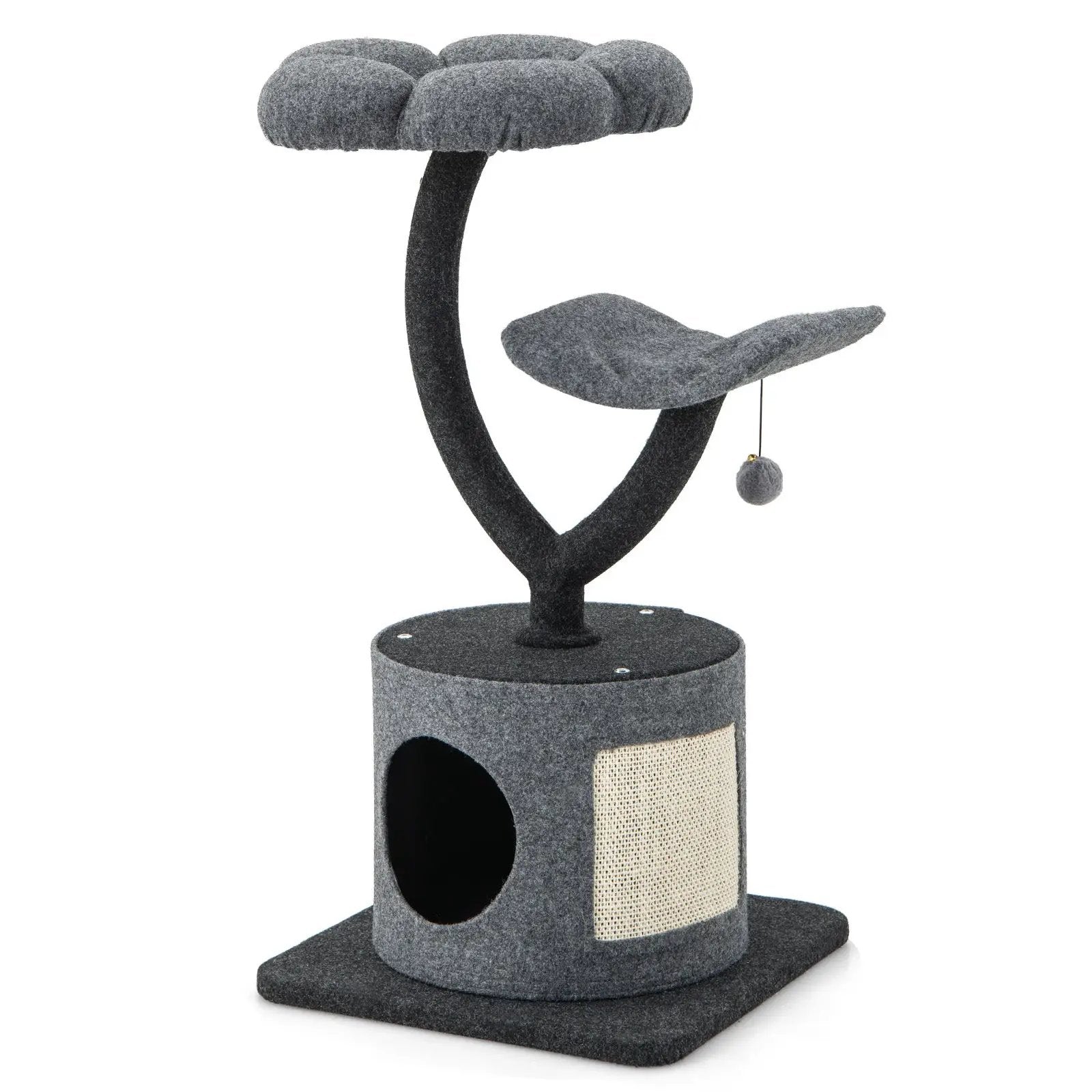 Cat Tree for Indoor Cats with Curved Metal Supporting Frame for Large & Small Cats-Gray by DirectDeals