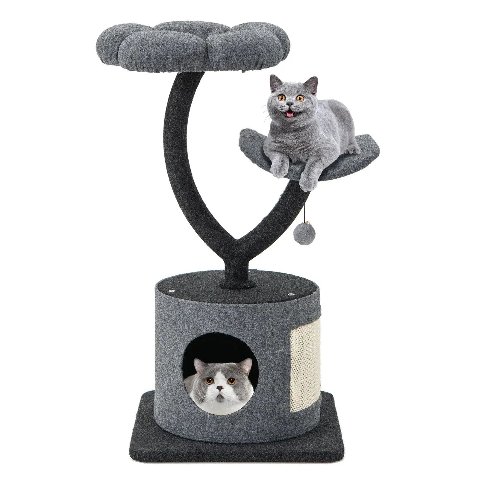 Cat Tree for Indoor Cats with Curved Metal Supporting Frame for Large & Small Cats-Gray by DirectDeals