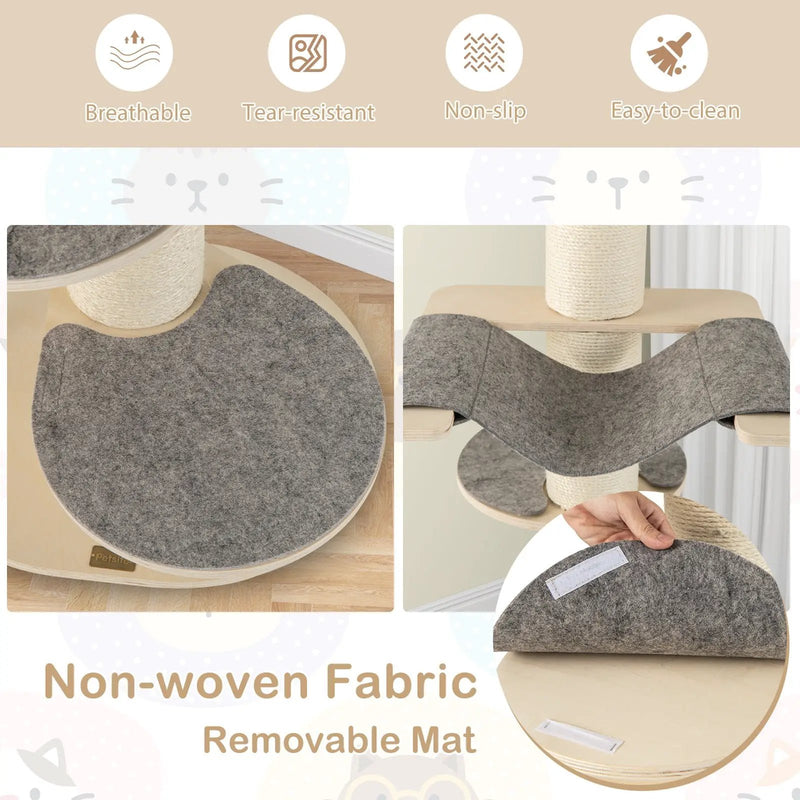 47 Inches Cat Tree for Indoor Cats with Thickened Sisal Scratching Posts-Gray by DirectDeals