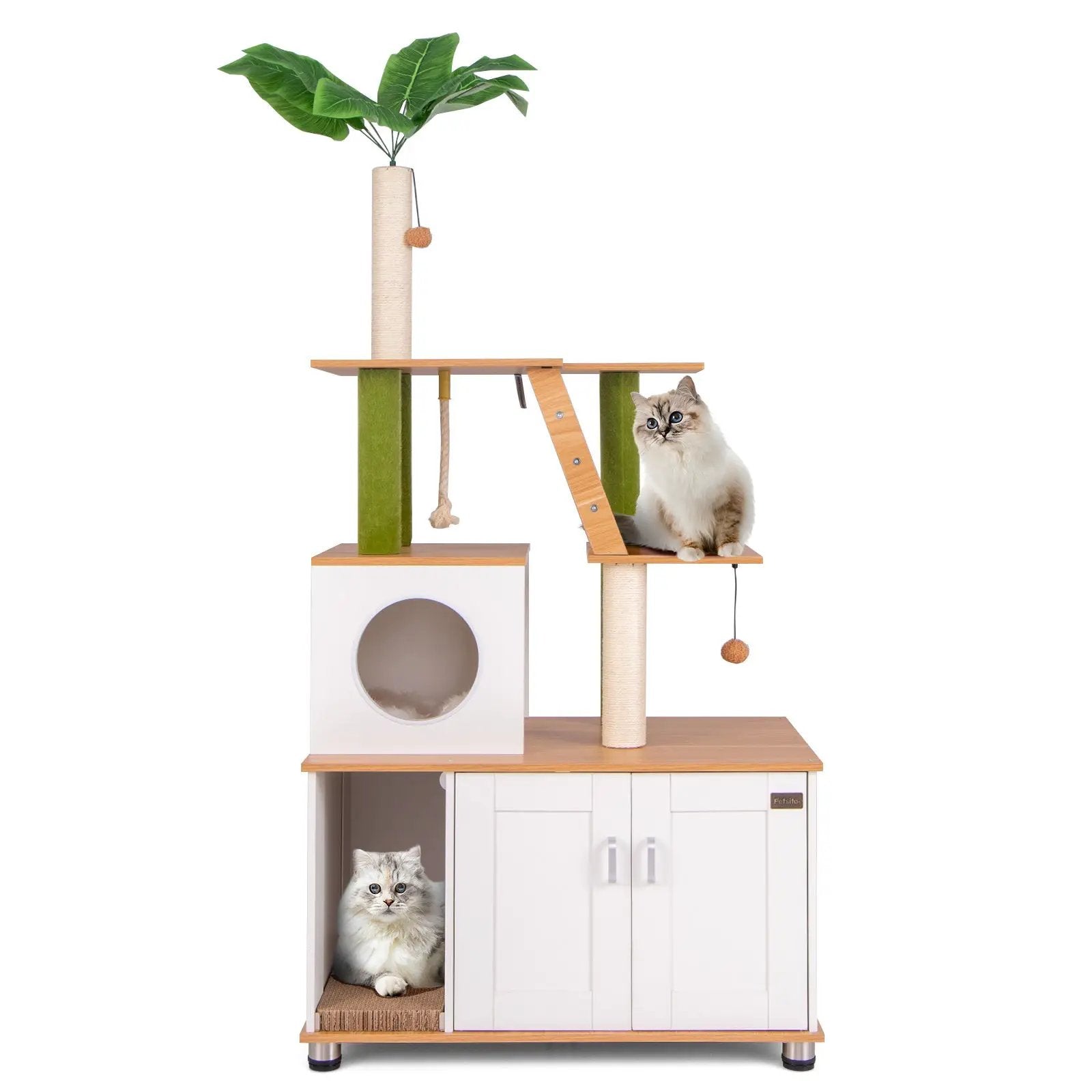 Hidden Cat Washroom with Cat Tower for Indoor Cats-White by DirectDeals