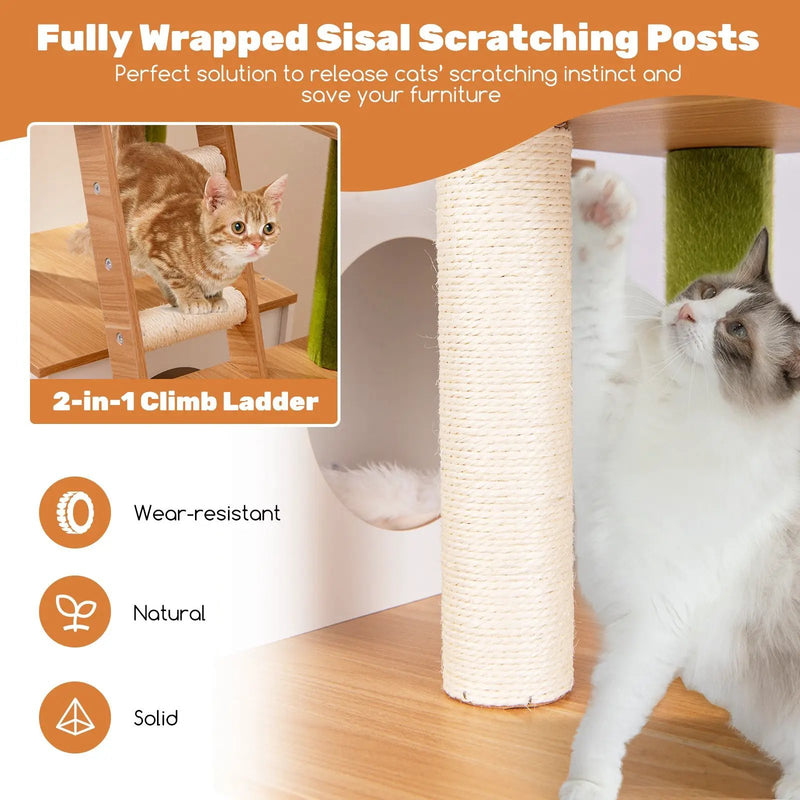 Hidden Cat Washroom with Cat Tower for Indoor Cats-White by DirectDeals