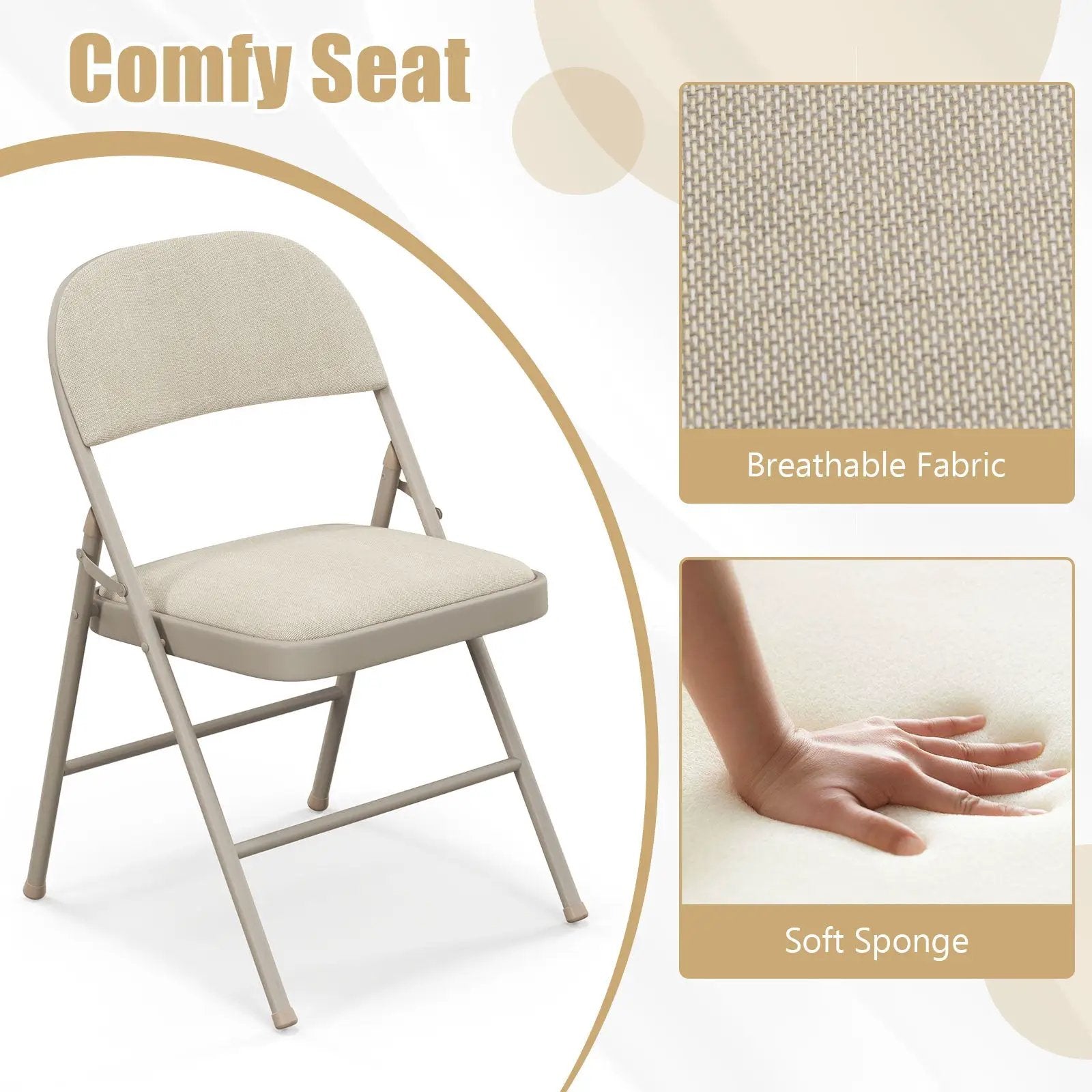 Foldable Chair Set of 6 with Padded Seat Seat and Fabric Covered Backrest-Set of 6 by DirectDeals