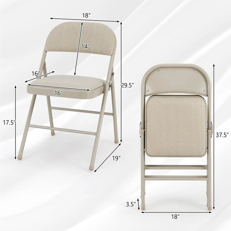 Foldable Chair Set of 6 with Padded Seat Seat and Fabric Covered Backrest-Set of 6 by DirectDeals