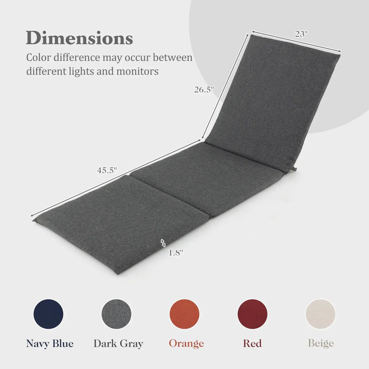 Outdoor Chaise Lounge Cushion Patio Furniture Folding Pad with Fixing Straps by DirectDeals
