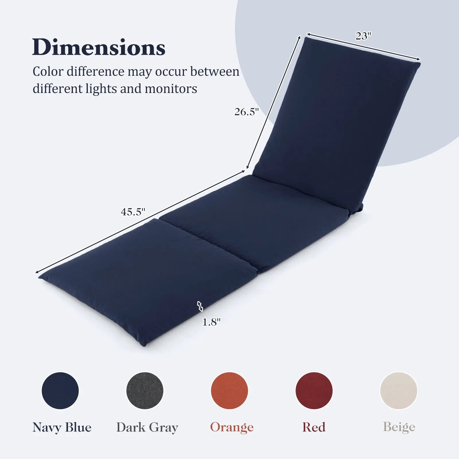 Outdoor Chaise Lounge Cushion Patio Furniture Folding Pad with Fixing Straps by DirectDeals