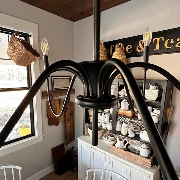Black Metal 6 Light Candelabra Chandelier by Decor Steals