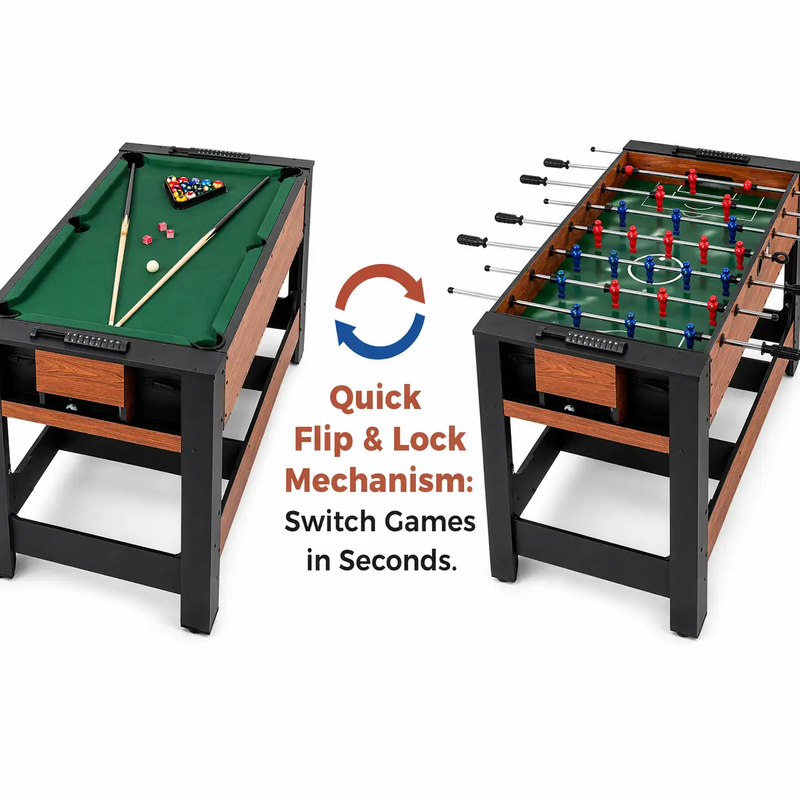 2-in-1 Full Size Foosball and Pool Combo Table with Legs-Black & Brown by DirectDeals