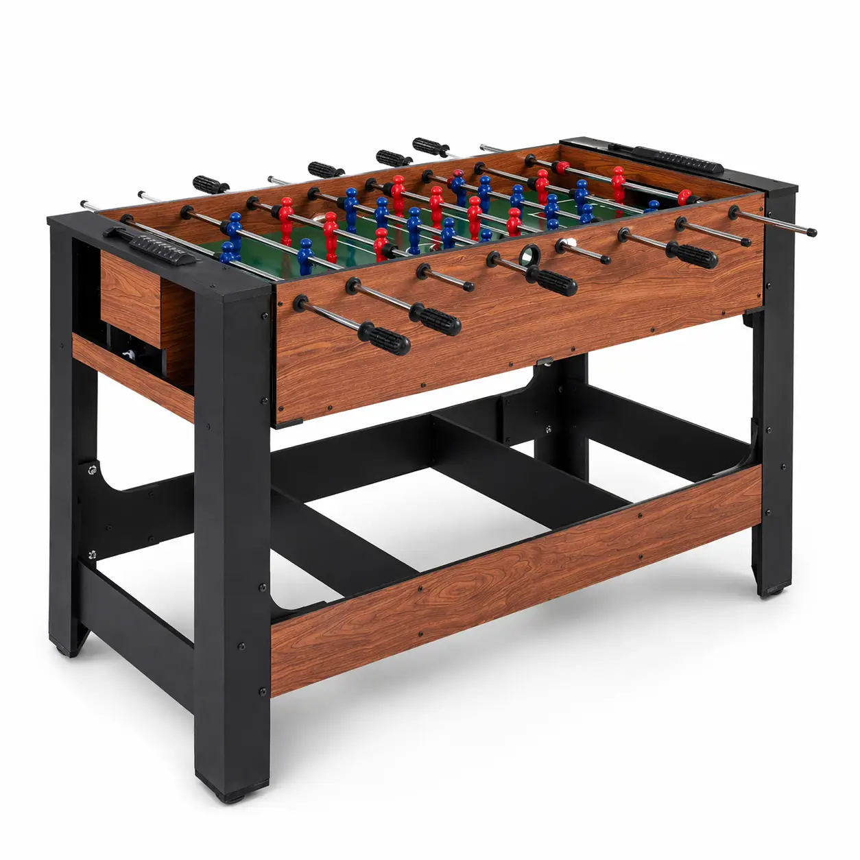 2-in-1 Full Size Foosball and Pool Combo Table with Legs-Black & Brown by DirectDeals