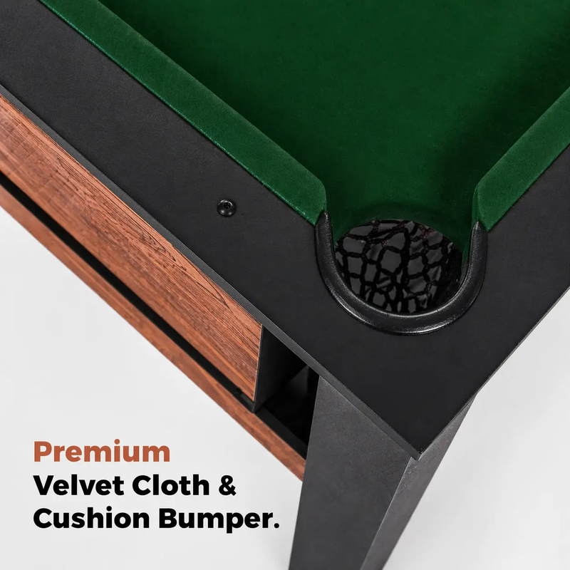 2-in-1 Full Size Foosball and Pool Combo Table with Legs-Black & Brown by DirectDeals