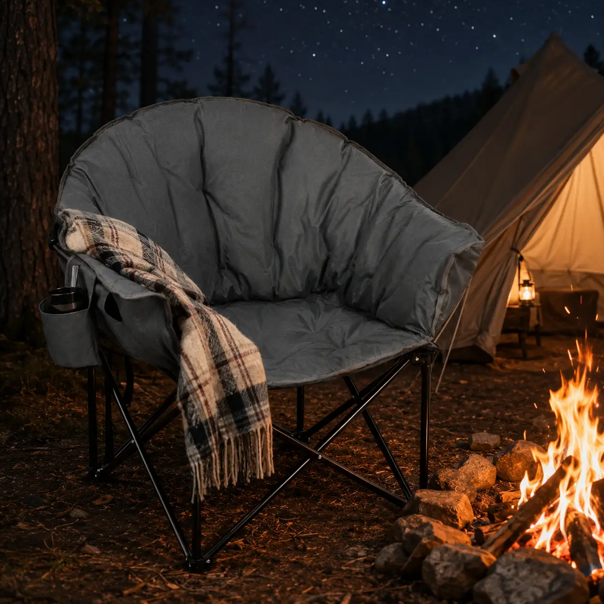Folding Camping Moon Padded Chair with Carrying Bag, photo 8 of 11