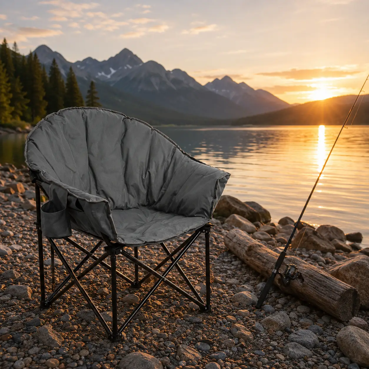Folding Camping Moon Padded Chair with Carrying Bag, photo 7 of 11