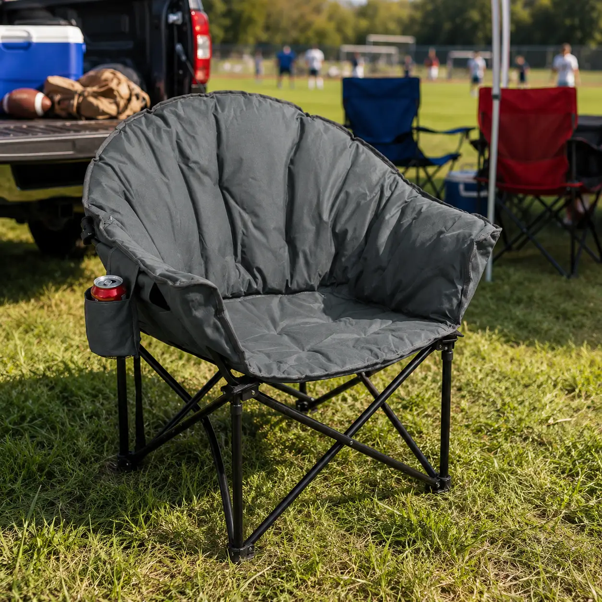 Folding Camping Moon Padded Chair with Carrying Bag, photo 5 of 11