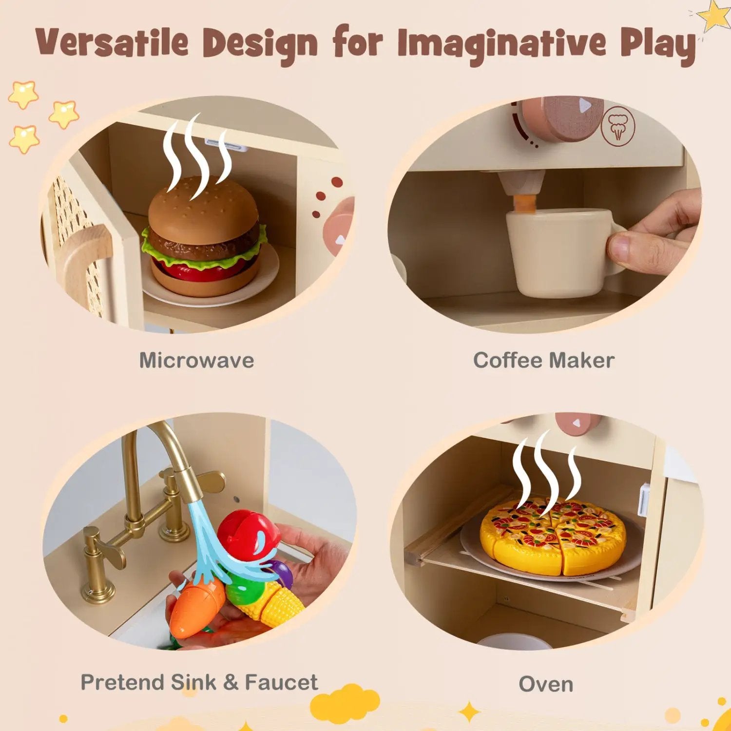 Chef Pretend Play Kitchen for Kids with Realistic Lights and Sounds by DirectDeals