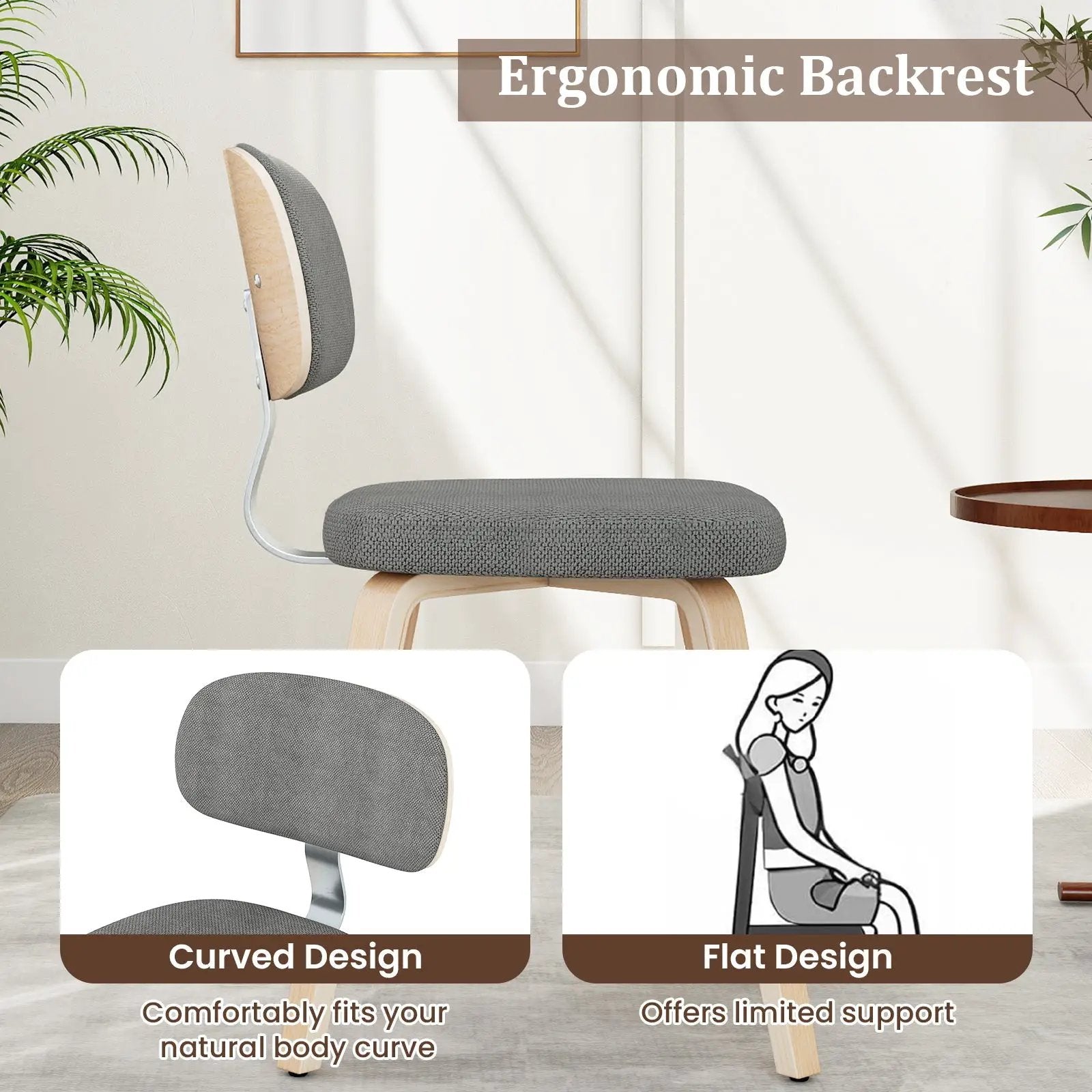Chenille Fabric Upholstered Wooden Kitchen Chairs Set of 4 by DirectDeals