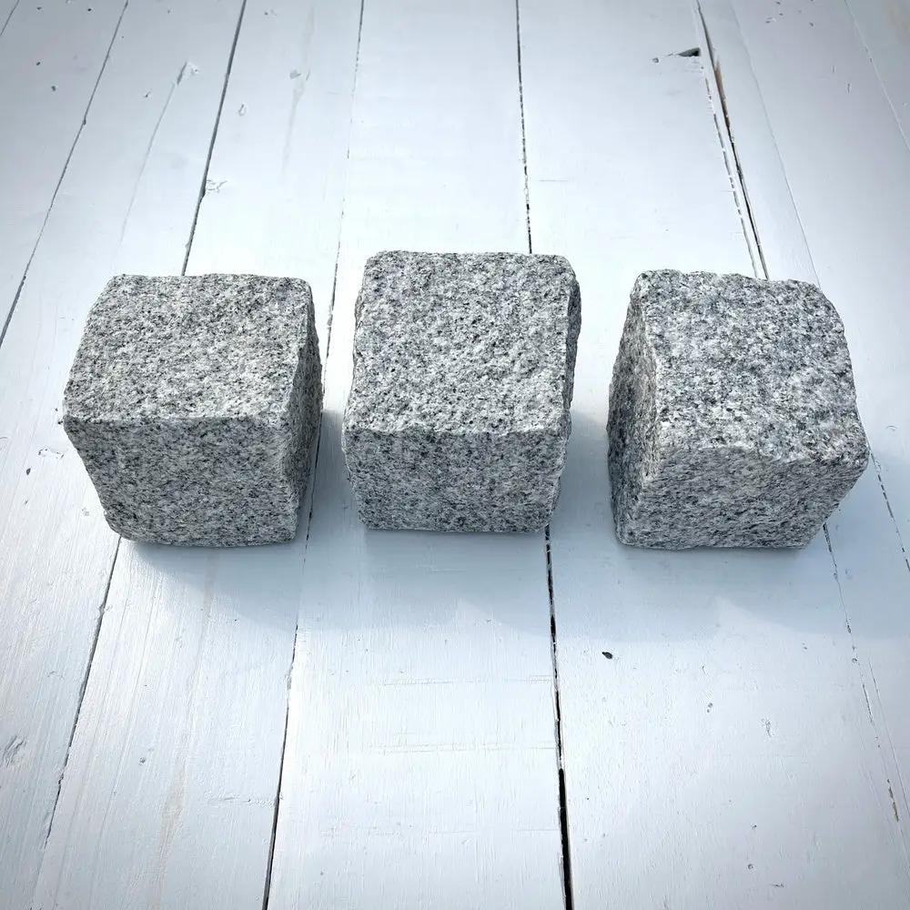 New Granite Cube Belgian Block 4" x 4" x 4" – Grey, Black by Chief Bricks