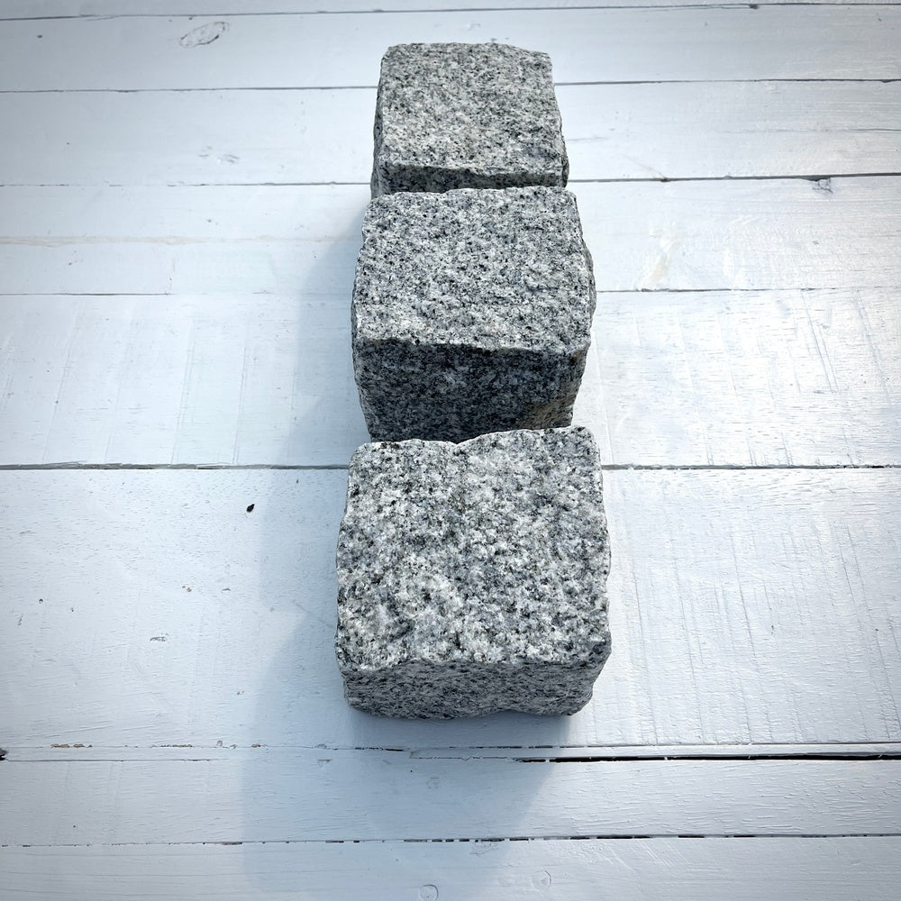 New Granite Cube Belgian Block 4" x 4" x 4" – Grey, Black by Chief Bricks