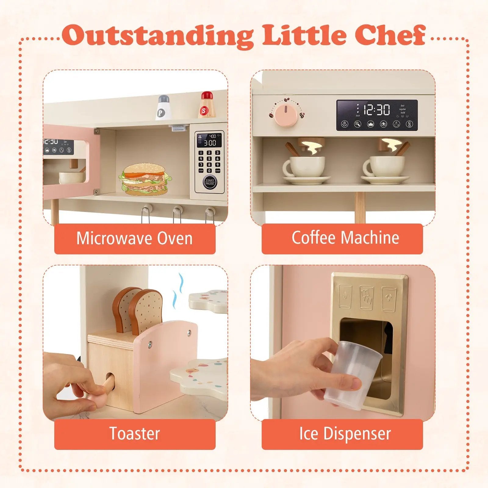 Children Pretend Toy Kitchen Playset with Light and Sound by DirectDeals