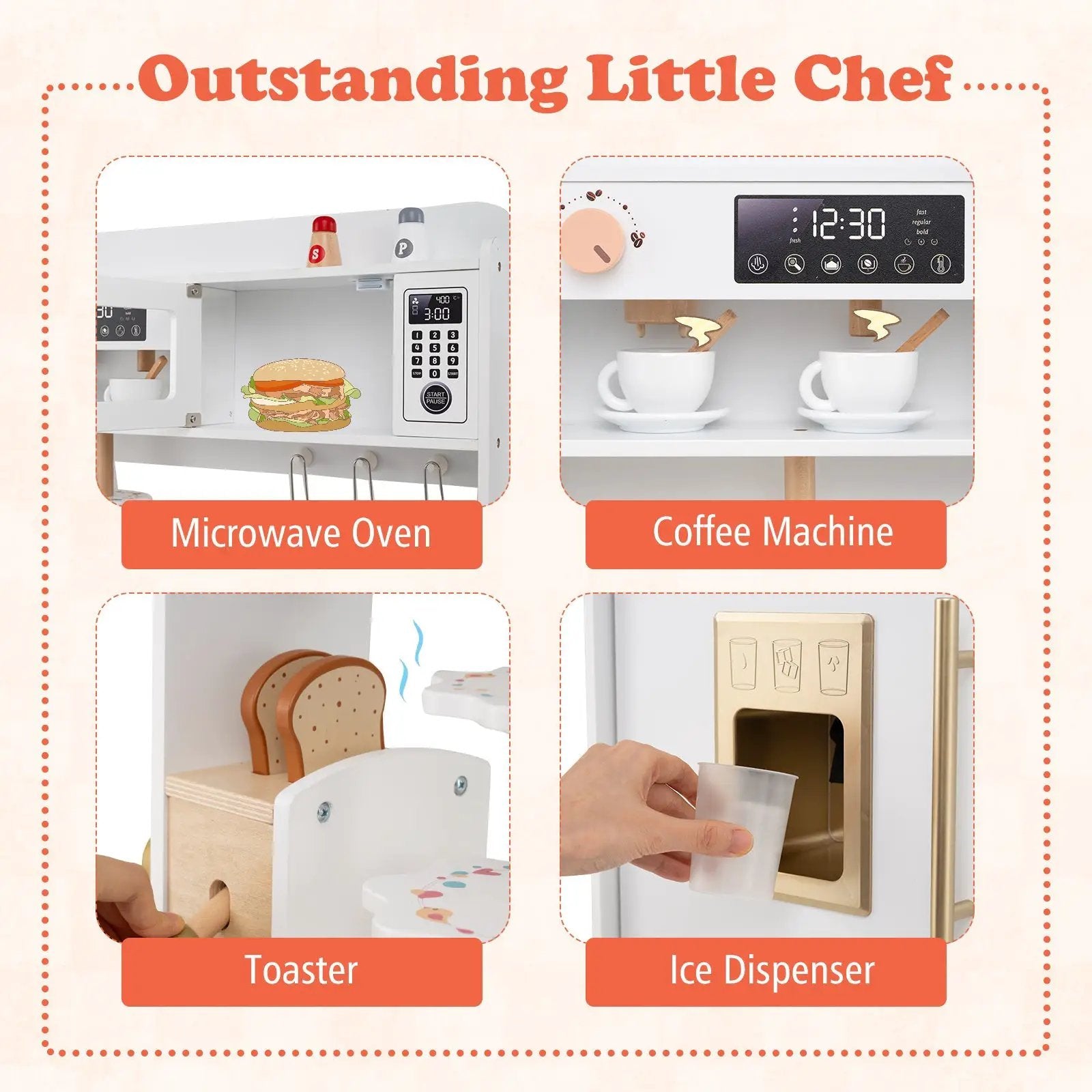 Children Pretend Toy Kitchen Playset with Light and Sound by DirectDeals