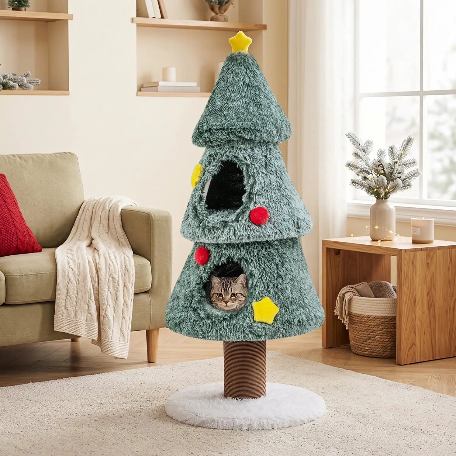 Christmas Cat Tree with 2 Condos & Scratching Post by DirectDeals