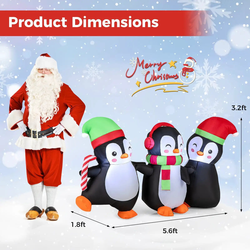 Christmas Inflatable Penguins Family with Built-in LED Lights by DirectDeals