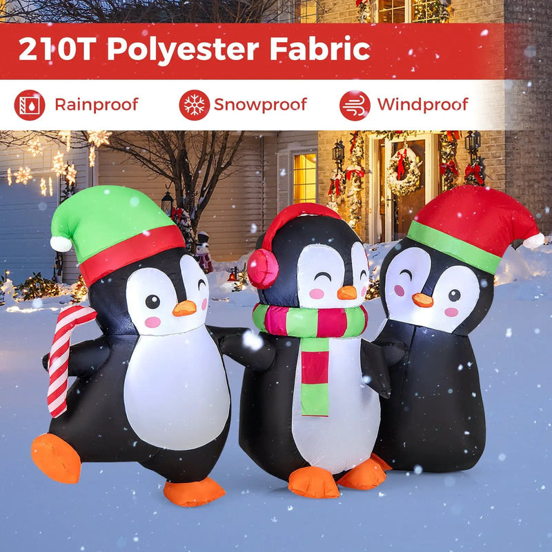 Christmas Inflatable Penguins Family with Built-in LED Lights by DirectDeals