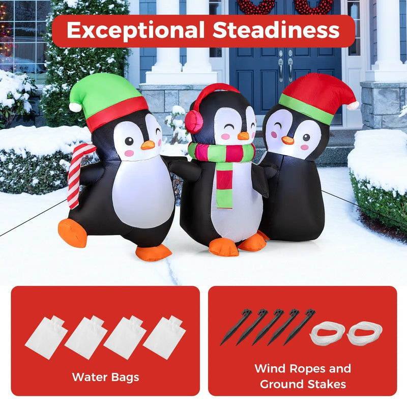 Christmas Inflatable Penguins Family with Built-in LED Lights by DirectDeals