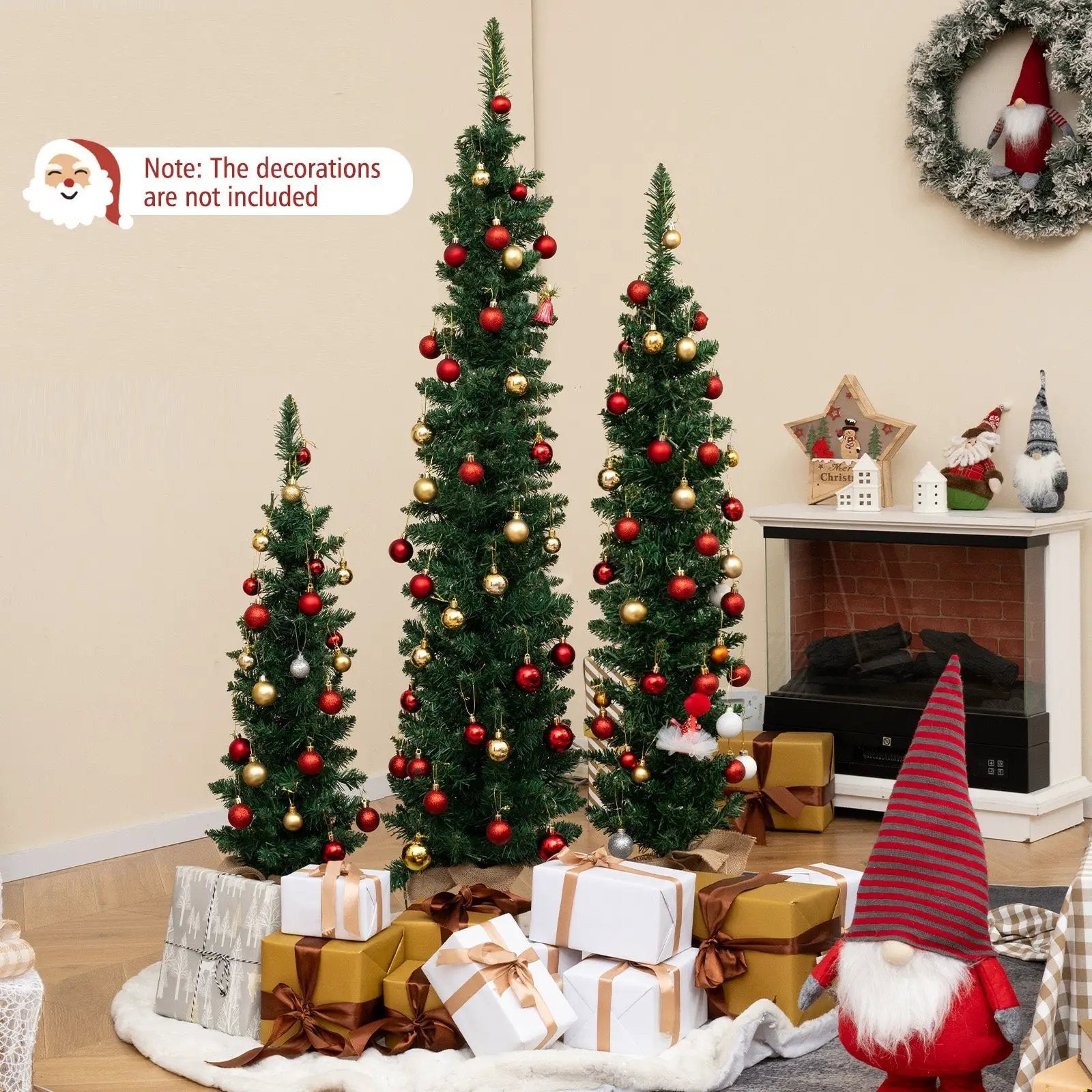 Pre-Lit Artificial Christmas Tree Set of 3 with LED Lights by DirectDeals