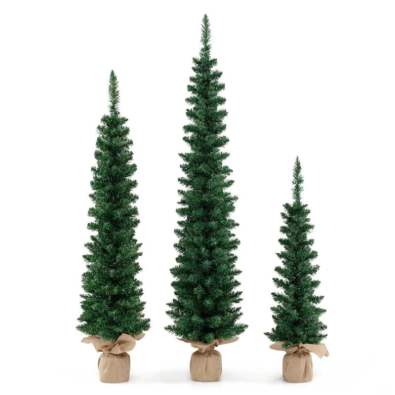 Pre-Lit Artificial Christmas Tree Set of 3 with LED Lights by DirectDeals