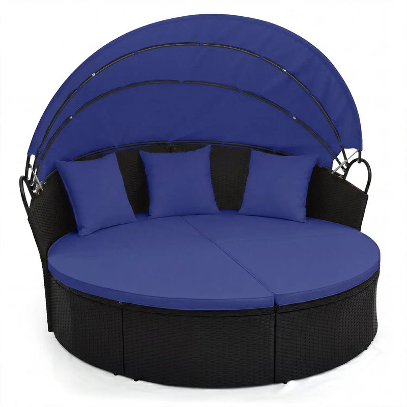 Round Patio Daybed with Retractable Canopy and Cushions by DirectDeals