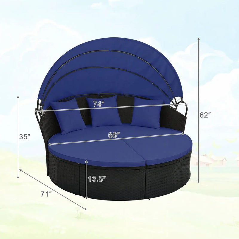 Round Patio Daybed with Retractable Canopy and Cushions by DirectDeals