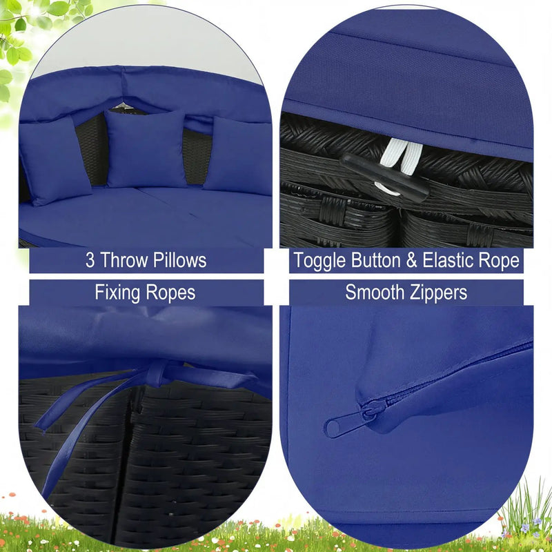 Round Patio Daybed with Retractable Canopy and Cushions by DirectDeals