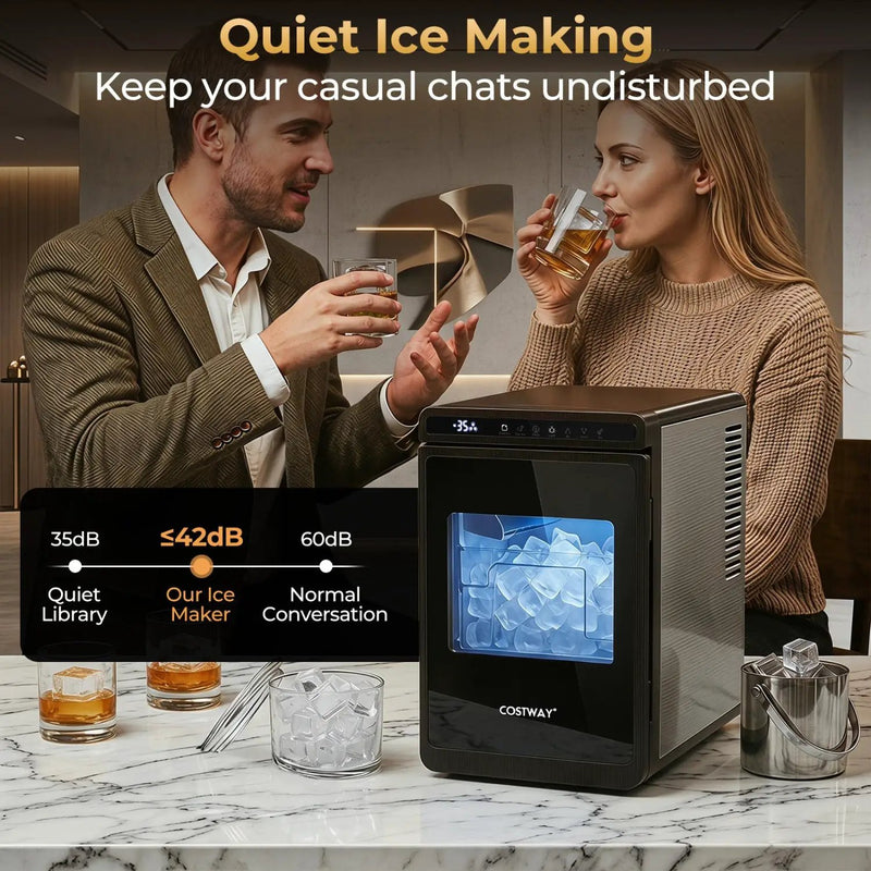 Countertop Ice Maker with 1.6" Clear Ice Cubes - 26 lbs/Day by DirectDeals