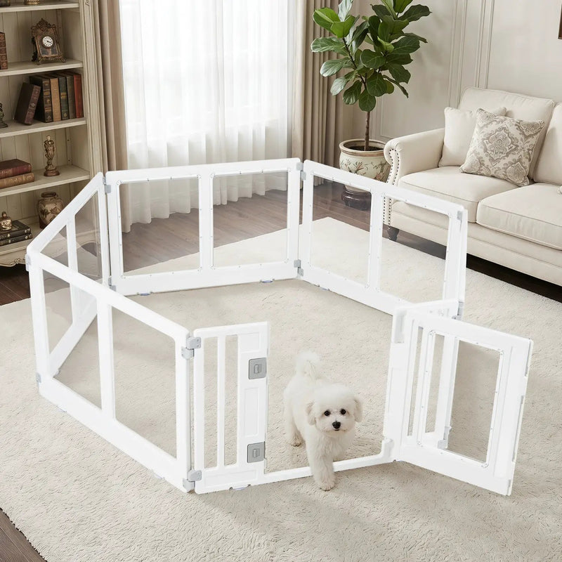 Clear Plastic Dog Playpen with Door - 8 Panel by DirectDeals