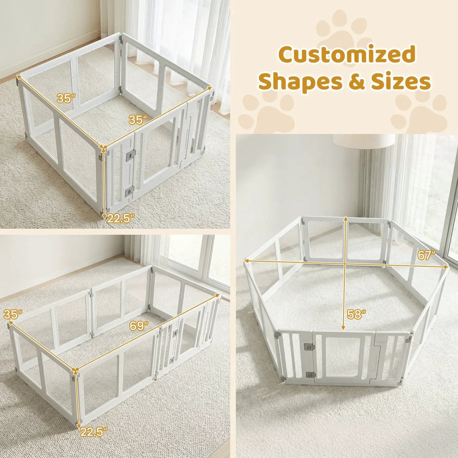 Clear Plastic Dog Playpen with Door - 8 Panel by DirectDeals