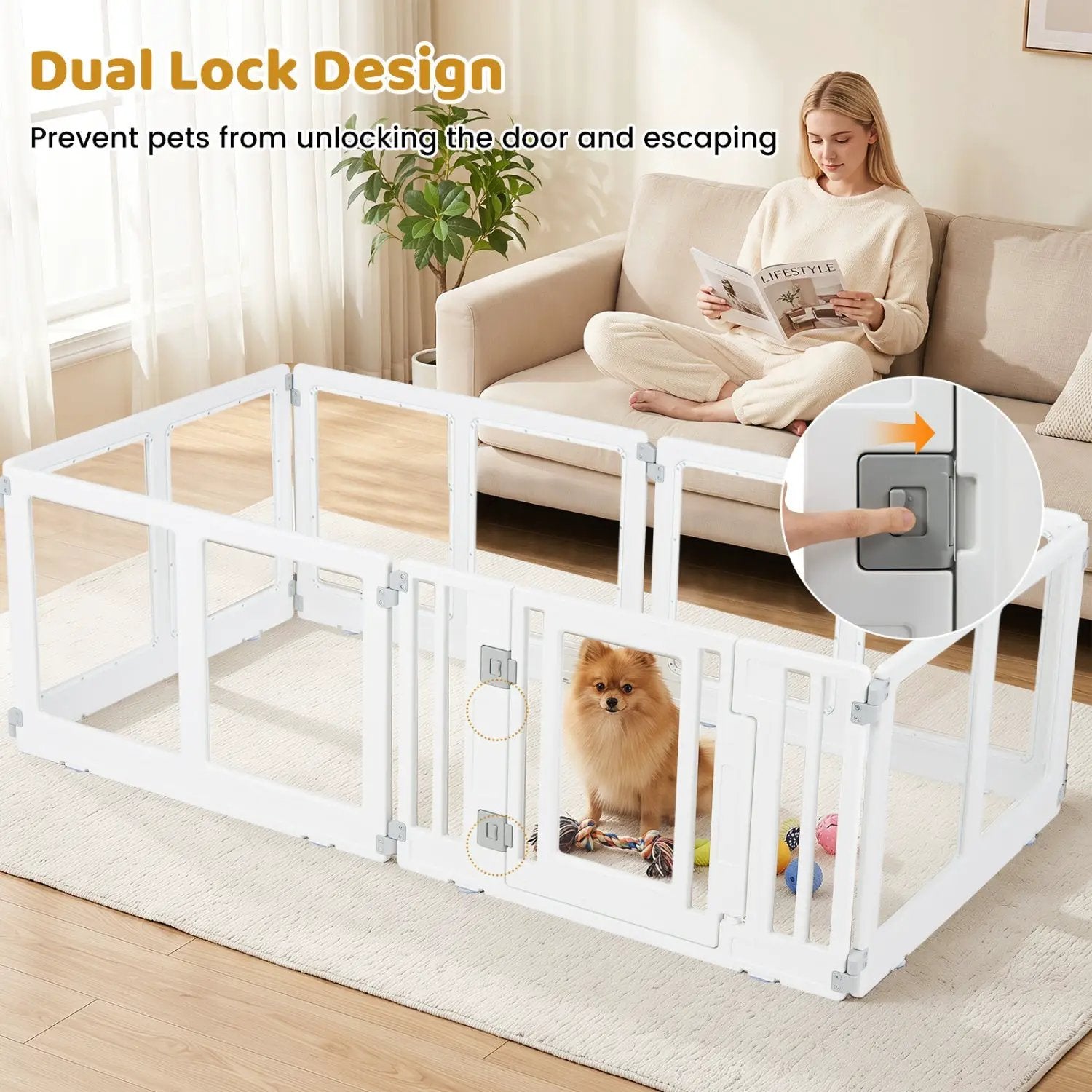Clear Plastic Dog Playpen with Door - 8 Panel by DirectDeals