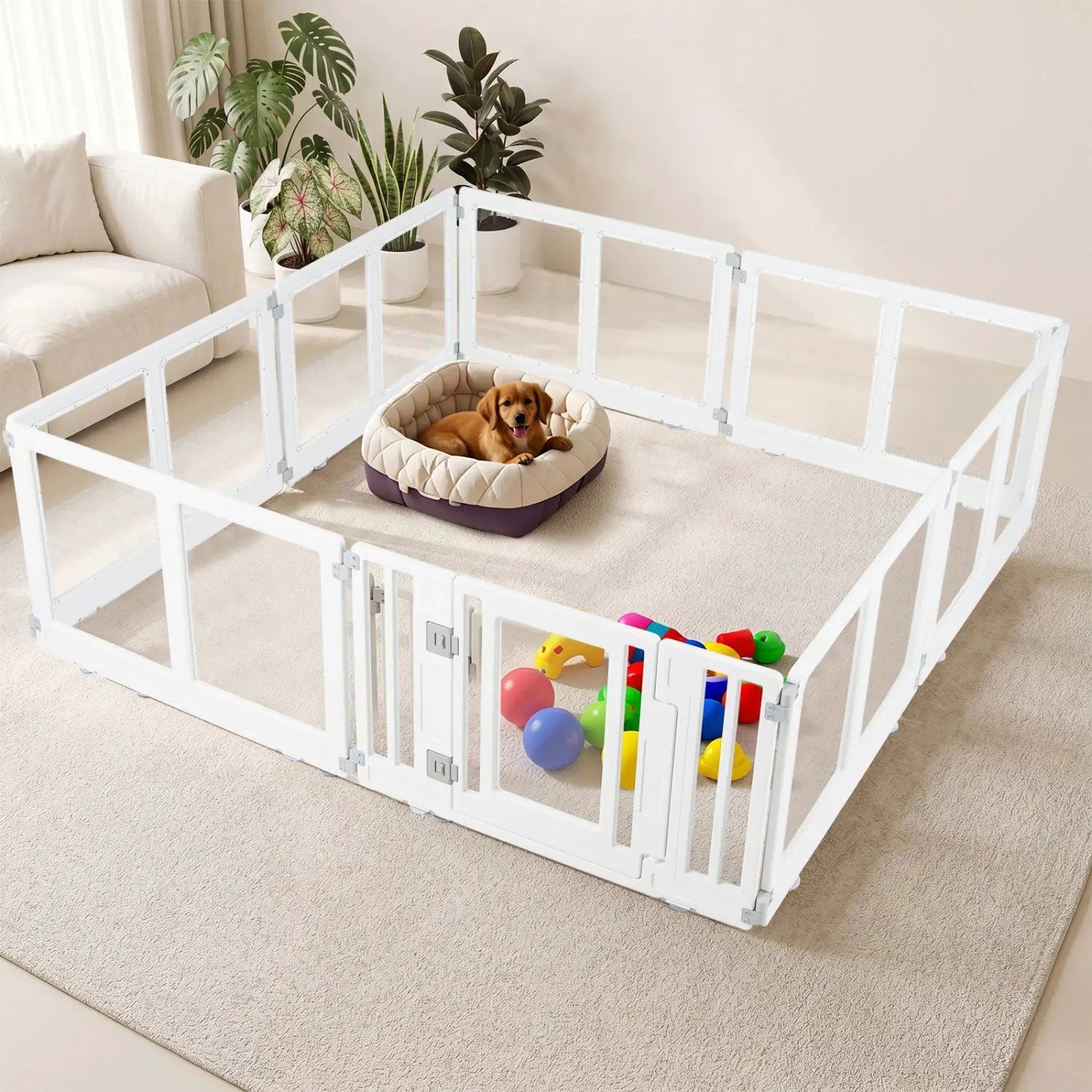 Clear Plastic Dog Playpen with Door - 8 Panel by DirectDeals