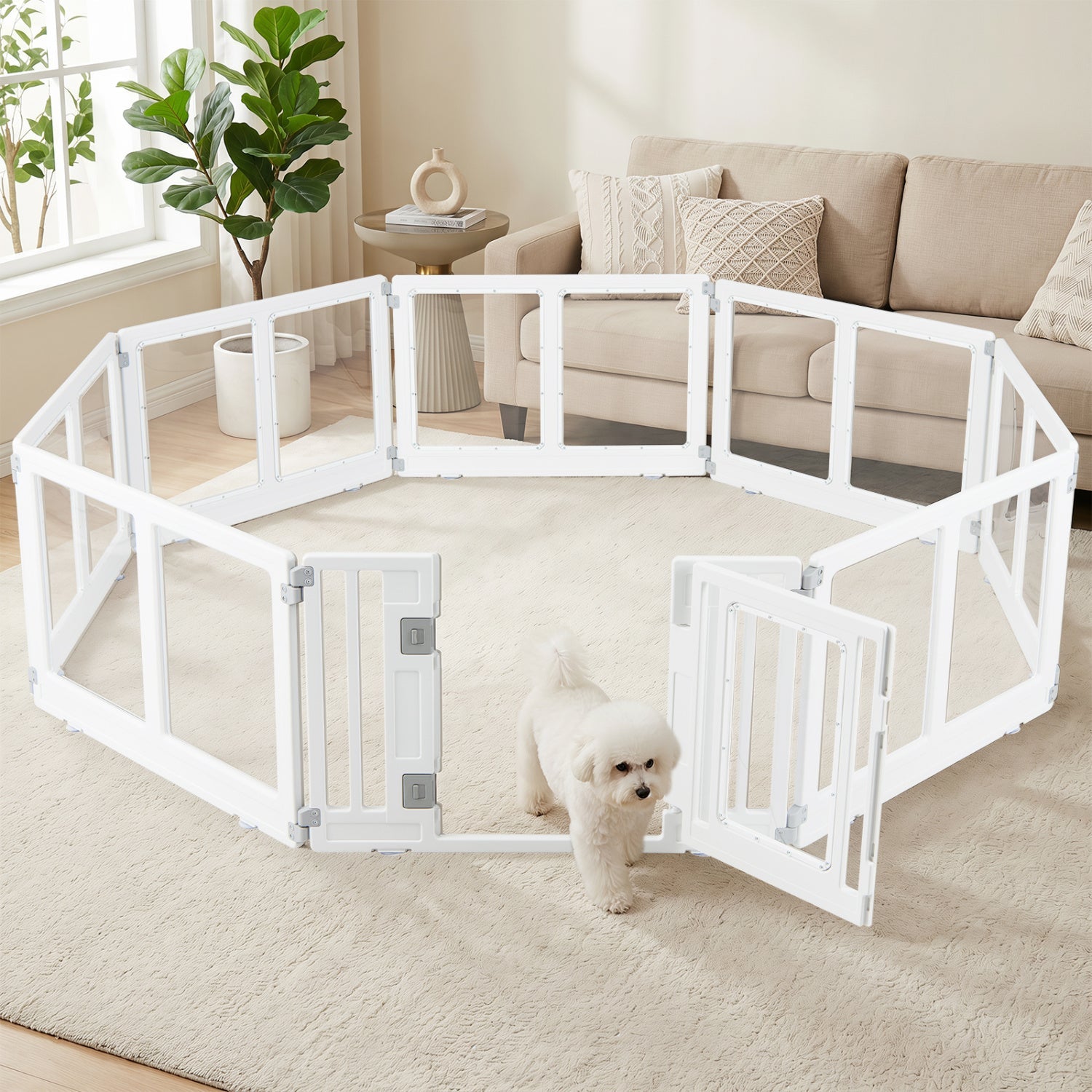 Clear Plastic Dog Playpen with Door - 8 Panel by DirectDeals