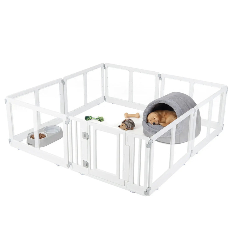 Clear Plastic Dog Playpen with Door - 8 Panel by DirectDeals