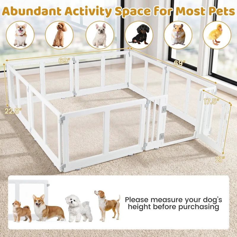 Clear Plastic Dog Playpen with Door - 8 Panel by DirectDeals