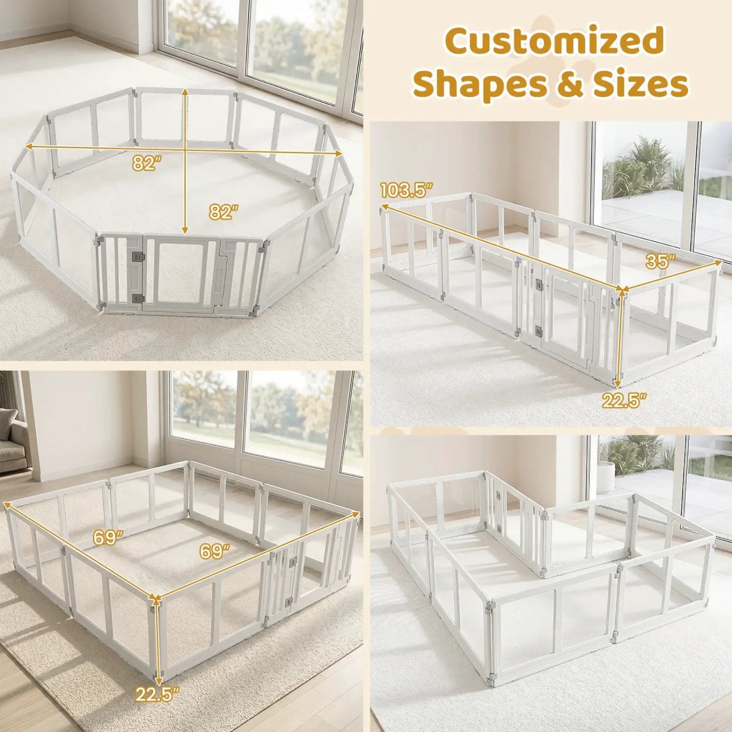 Clear Plastic Dog Playpen with Door - 8 Panel by DirectDeals