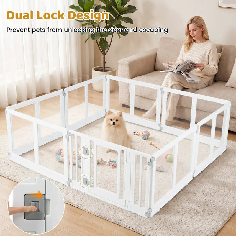 Clear Plastic Dog Playpen with Door - 8 Panel by DirectDeals