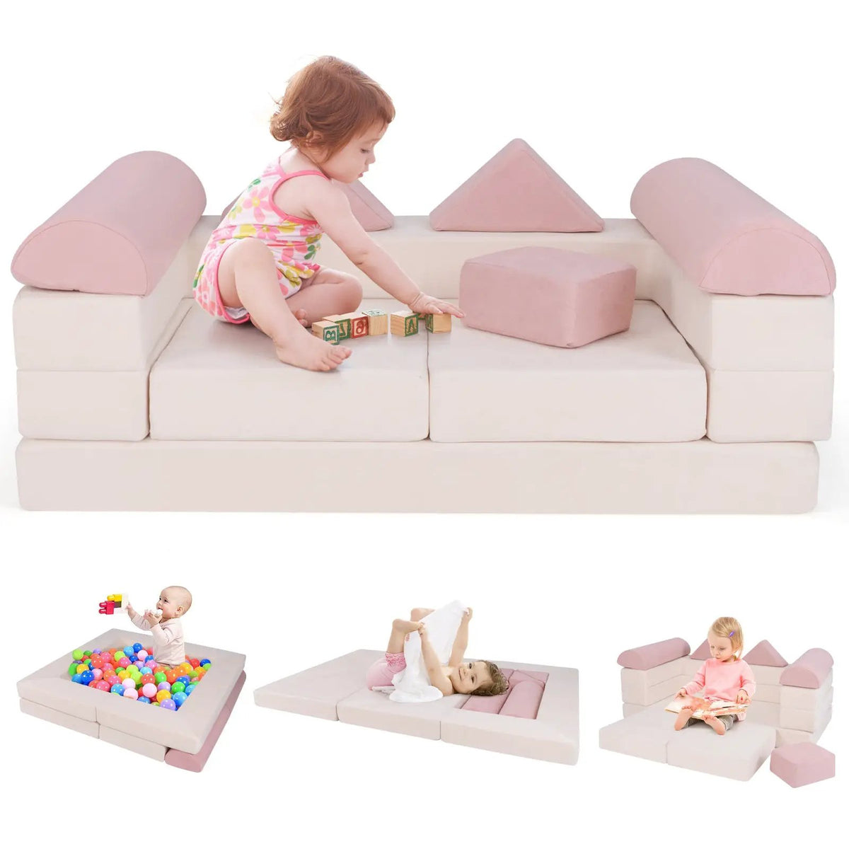9-Piece Climb and Crawl Foam and Floor Playset with Breathable Suede Fabric, photo 10 of 10